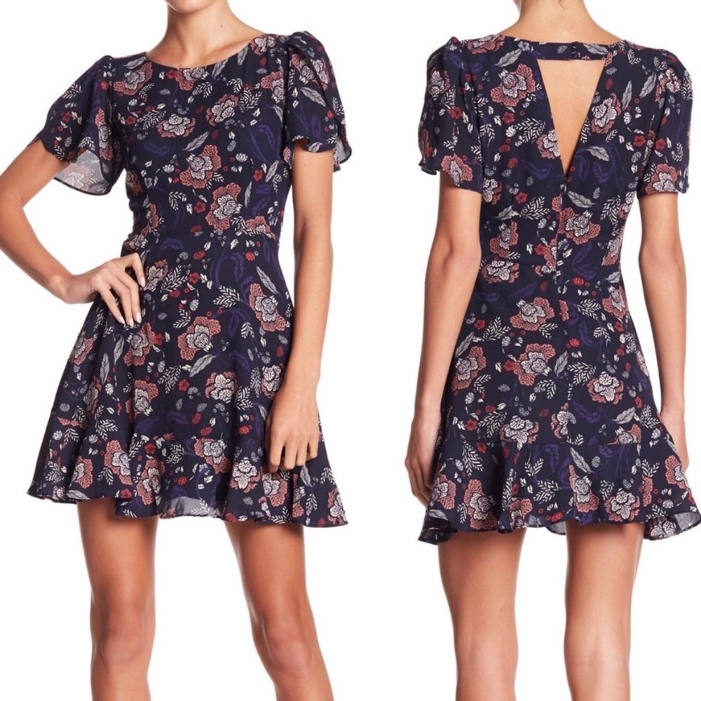 BB Dakota navy floral Cassidy mini dress, size 0